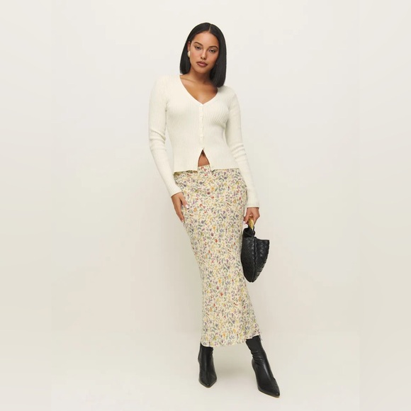 NWT Reformation Fia Cashmere Blend Cardigan in Gossamer - Picture 3 of 9